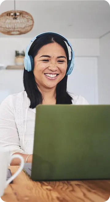 Remote work from home staff smiling