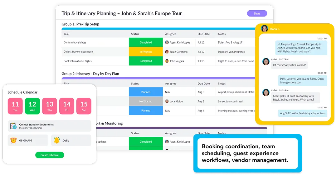 AI automation for booking, customer service, and ticket management