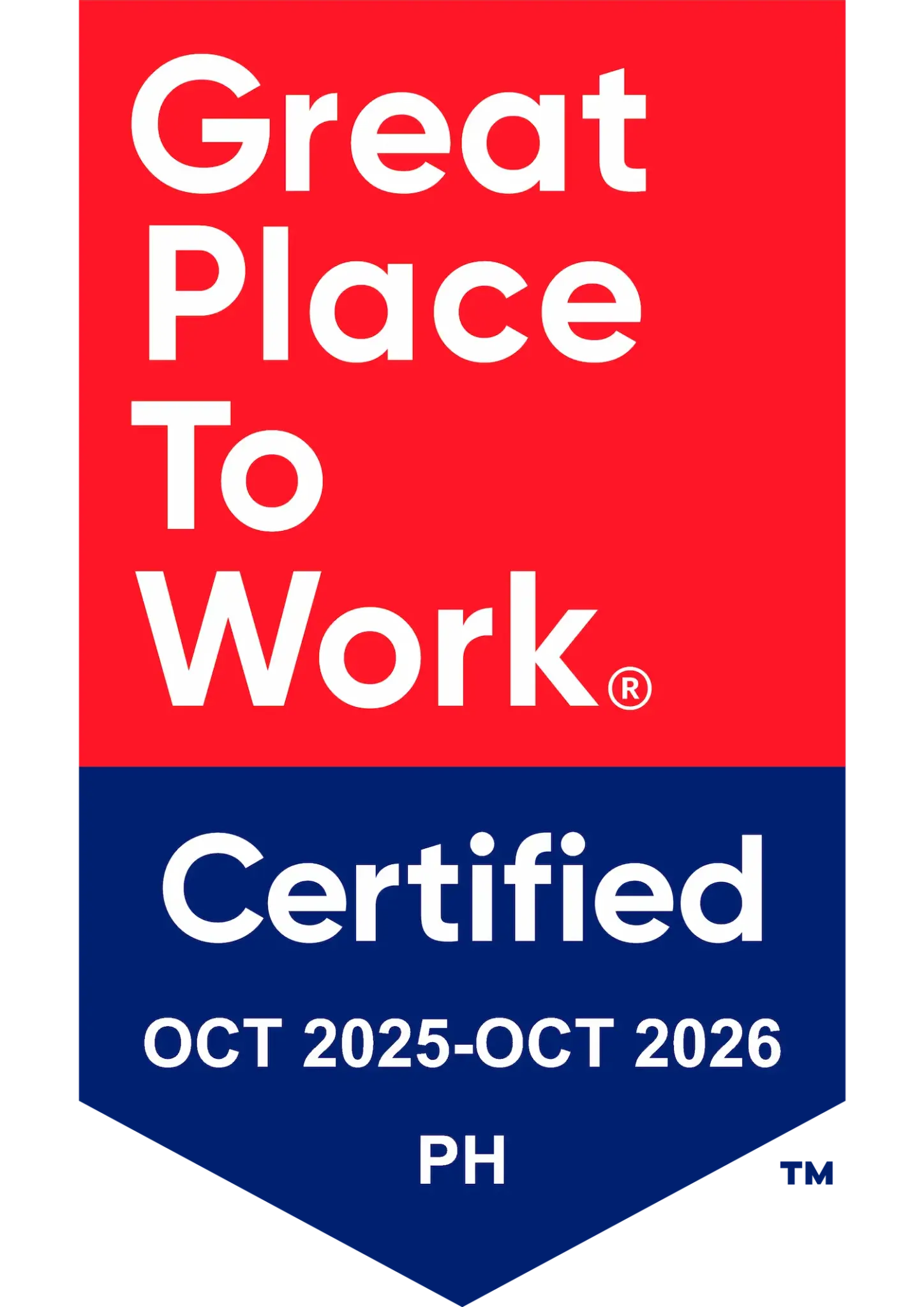 Great Place To Work Certified October 2025 - 2026