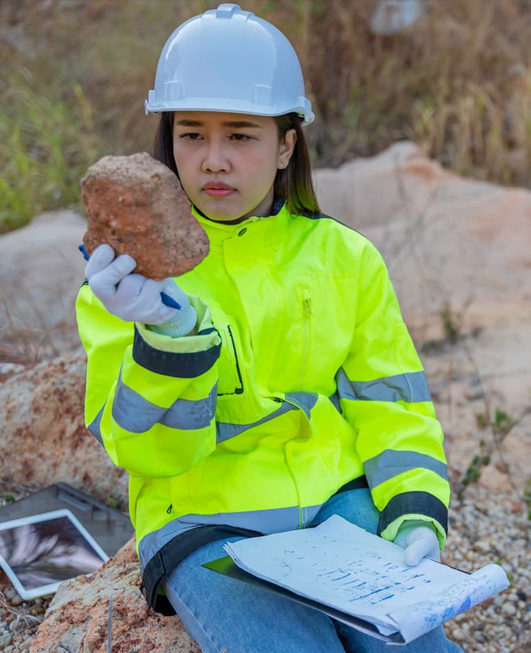 Geologist inspecting a rock — Business process outsourcing & offshore staffing | Sourcefit