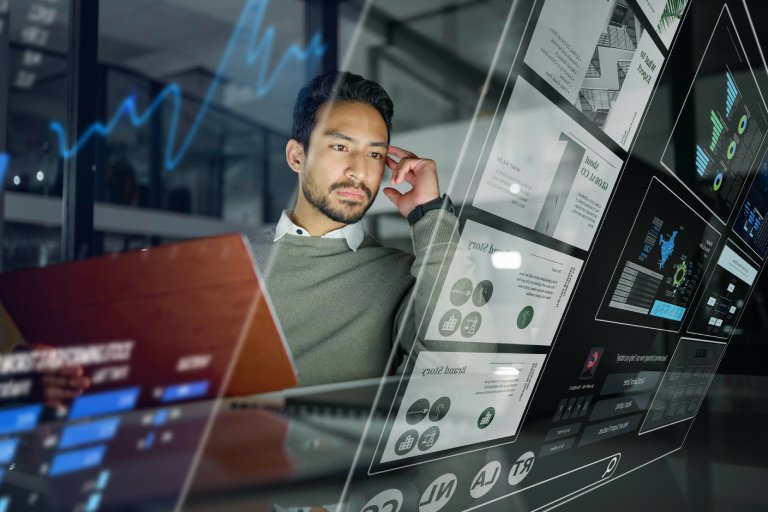 Data analyst reviewing analytics dashboard: Offshore Staffing & BPO Across 6 Countries