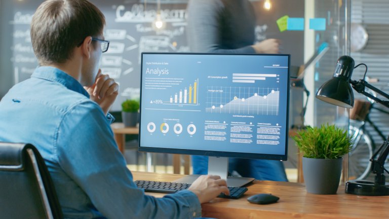 SEO specialist analyzing marketing data: Offshore Staffing & BPO Across 6 Countries